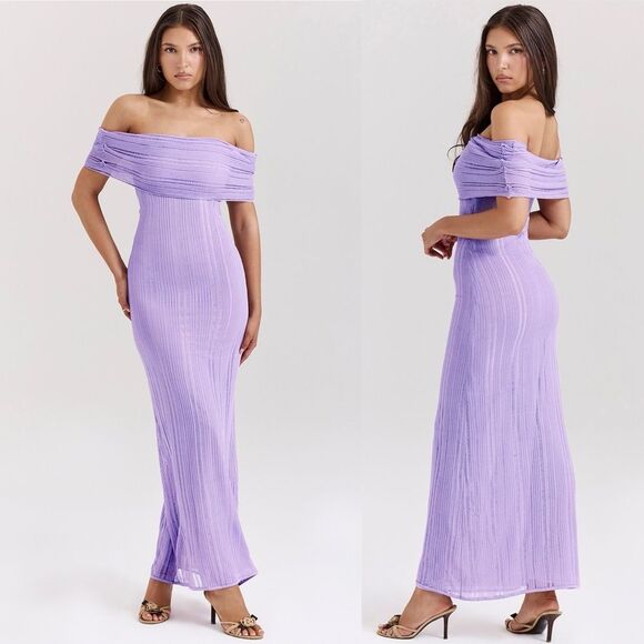 NWT House of CB Micah Orchid Ladder Knit Maxi Dress XS - Picture 1 of 8